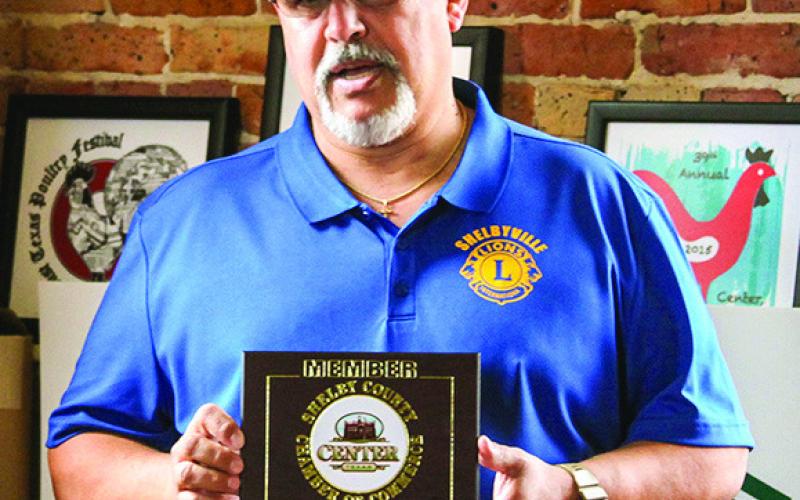 A Shelby County New Member Ribbon Cutting was held for the Shelbyville Lions Club Friday, Jan. 26 at the chamber office. Representing the local service club was member Jimmy Faulkner. Photo by Leon Aldridge