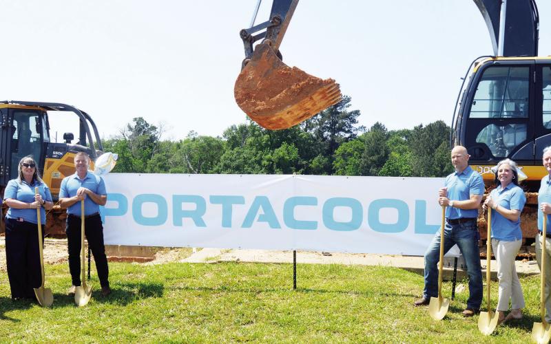 Members of the Portacool management team break ground on the company’s new 75,000 square foot manufacturing facility last week. Zack Clark | Light and Champion