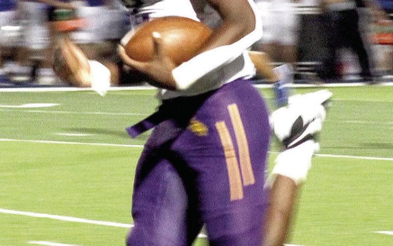 Kaden Dixon was responsible for two Center touchdowns Friday in the Riders 40-33 win against the Bullard Panthers. (Leon Aldridge photo/The Light and Champion)