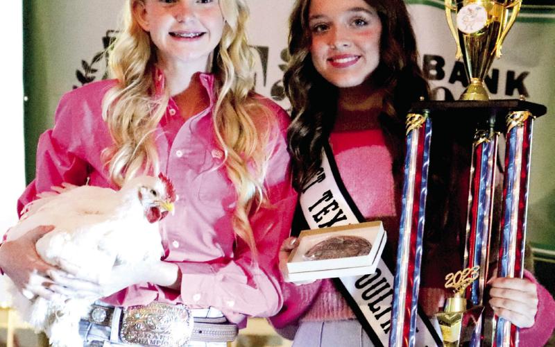 The grand champion pen of broilers was exhibited by Cori Lawson of Shelby County 4-H and purchased by Shelby Savings Bank, General Shelters, Campbell Portable Buildings and McAdams Propane for $10,500. Cori also exhibited the Grand Champion in 2022. (Colton Bragg photo/The Light and Champion)