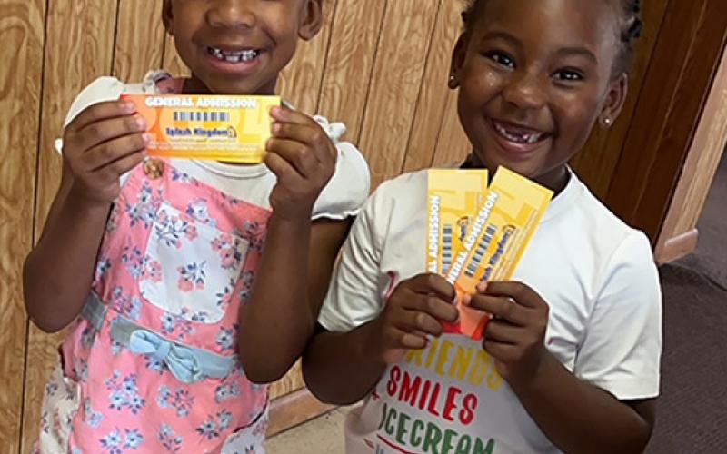 Journeigh &amp;amp; Liberty won 4 tickets to Splash Kingdom from a paper on the counter at the newspaper.