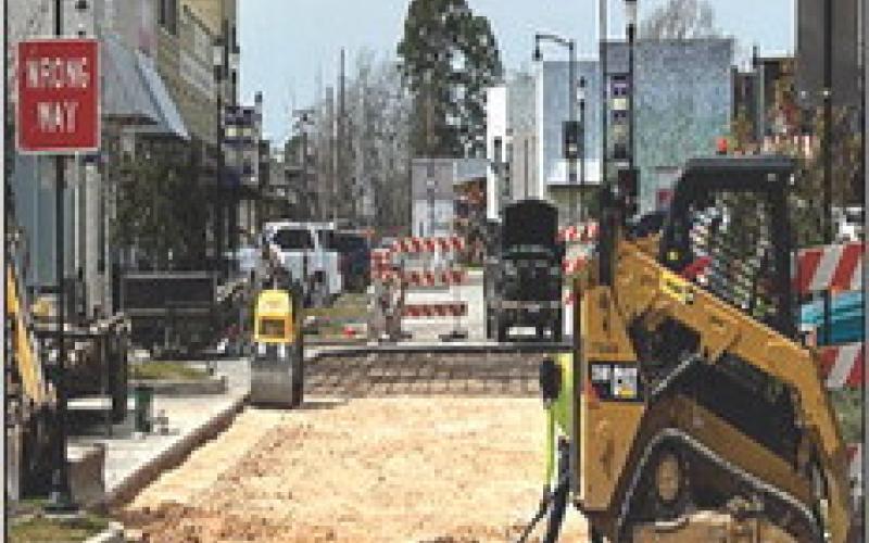 On the other end of Austin Street, the road is closed for repairs and work is underway. The entrance/exit across from the county offices that was open during the first phase is closed for this portion of the work which is expected to take two weeks.