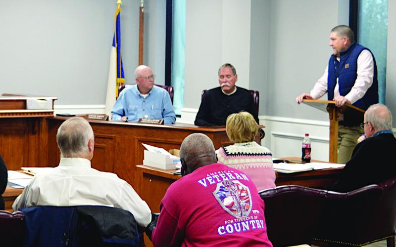Josh Tipton, Constable Pct. 5, discusses with the court the possible acquisition of a new patrol vehicle for Pct. 5 Deputy Constable Zack Clark | Light and Champion