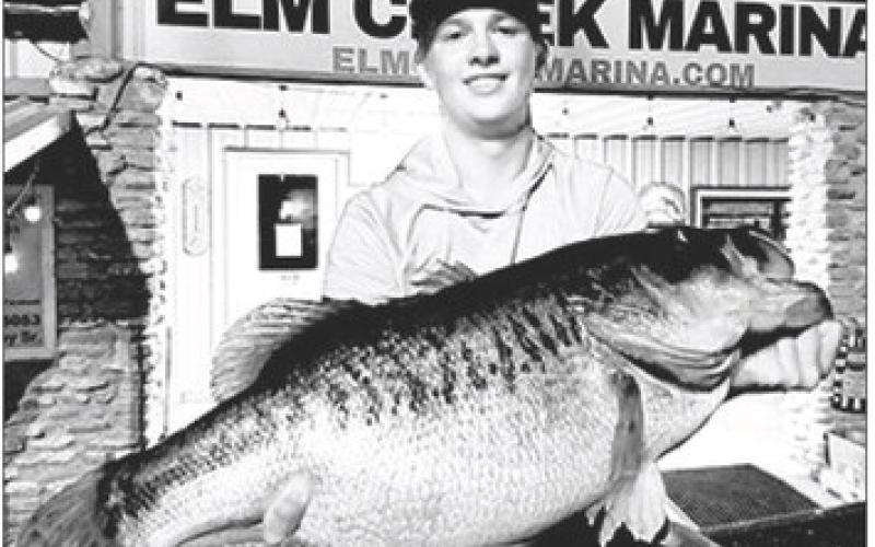 Owen Harmon, 16, with the 14.52 pounder he caught at Lake O.H. Ivie in early June while fishing with guide Kyle Hall of Granbury. Harbon sniped the fish using LiveScope about 11.30 p.m. Photo courtesy Elm Creek Marina