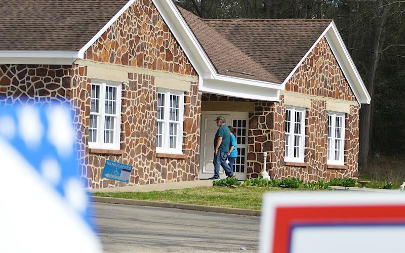 Voters enter the Center Community House to cast their ballots in Tuesday’s primary election. With all but one local position having only Republican candidates, the winners in that party’s primary captured their races. The Comm. Pct. 4 race will not be decided until November’s general election. David Danley | Light and Champion