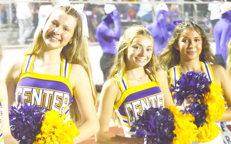 Center High School’s cheerleaders work the sidelines to stir up school spirit during last week’s big win over Spring Hill. David Danley | Light and Champion