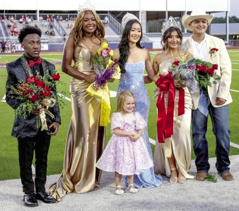 Jazmin Olivares (second from the right) was crowned the Center High School 2023 Homecoming Queen at Friday night's game against the Rusk Eagles September 29. Kylie Hubbard (second from the left) was named the 2023 Homecoming Princess.The honors of crowning were done by the 2022 Homecoming Queen, ZaZa Lin (center). Homecoming festivities were held prior to the start of the game.The game kicked off at 7:30 p.m. and Center defeated Rusk. (Leon Aldridge photo/The Light and Champion)