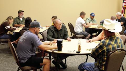 Domino players gathered at the John D. Windham Civic Center last Friday night for a 42 tournament as part of the 2026 Grill Fest sponsored by the Shelby County Chamber of Commerce. The tournament was won by the team of Shelby Johnson and Olivia Johnson. David Danley | Light and Champion