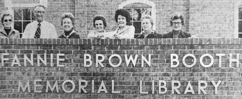 LIBRARY DONATIONS, totaling $5,720.29 have been received from the Preceptor Upsilon Chapter of Beta Sigma Phi, of which $3,730.00 has been used for operating expenses, and $2,015.17 has been deposited in a general building fund for use as needed by the library. Present as the sorority presented a check for $700 to the library Board of Trustees were, left to right, Connie Weaver, Mitchell Jetton, Vivian Menefee, Fannie Mae Davis, Florene Fleming, Katherine Prince, and Marie Tribble.