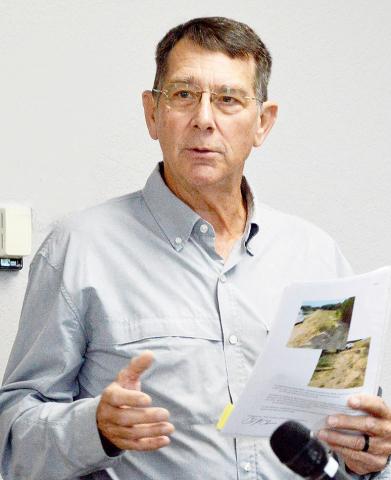 Terry Allen of the Shelby County Soil and Water Conservation District, presents a request for increased funding from the Shelby County Commissioners Court. Zack Clark | Light and Champion