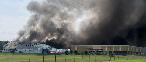 Portacool engulfed in flames
