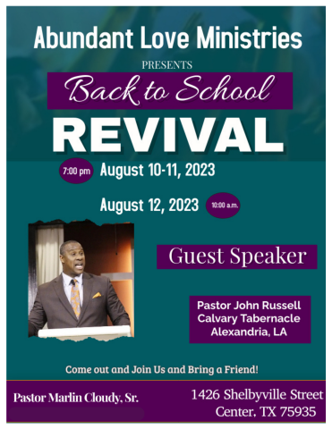 Abundant Love Ministries Annual Back to School Revival