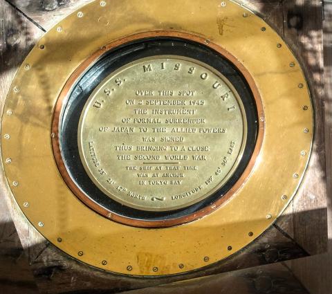 VFW Post 8904 & Auxiliary Observe Victory over Japan Day - USS Missouri Plaque 