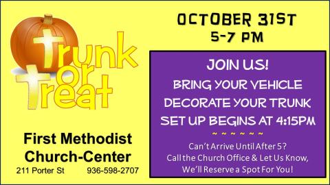 First Methodist Church Trunk or Treat 