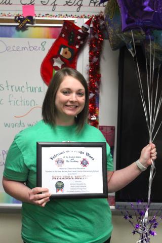 Melissa Muñoz presented VFW Teacher of the Year Award 