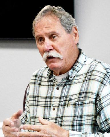 Pct. 4 commissioner Tom Bellmyer questions Sheriff Gerald Corbell about the implementation of a full time nurse at the county jail. Zack Clark | Light and Champion