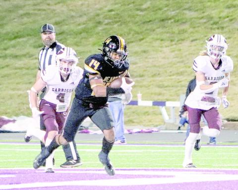 Bears’ receiver Tyler Lane looks for more yardage down the field after snagging a pass from quarterback Terry Bussey. (Photo by Taylor Bragg)