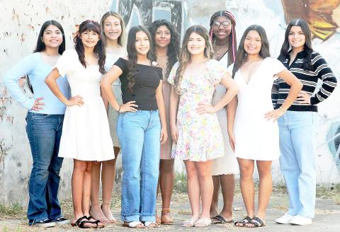 Tenaha High School presents its 2025 Homecoming Court: (From left) Jacqueline Mendoza Yearbook Sweetheart, Jocelyn Gonzalez - Freshman Duchess, Karina Corpus - Band Sweetheart, Miriam Flores Espinoza – Sophomore Duchess, Aixs Rojas – JCC Sweetheart, Elsa Flores – Junior Duchess, Kendllyn Bell - Football Sweetheart, Emily Galvan - Senior Duchess, Julissa Rico - Beta Sweetheart