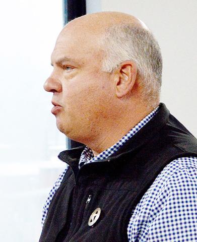Chief Deputy Mike Hanson addresses the Shelby County commissioners court concerning updates to the sheriff’s office’s fire prevention system. Zack Clark | Light and Champion