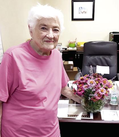 Community Beautification is one of Center Garden Club’s annual projects. Each month from September through May, club members will present local institutions, businesses, and other entities with a complimentary floral design or plant. For September, member Janette Wittmann presented her floral design to the First Baptist Church office. Center Garden Club looks forward to sharing nature’s beauty throughout our community during the 2025-26 year.