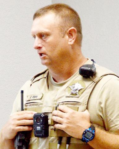 Constable Pct. 5 John Pope updates the commissioners court on the search for a new deputy constable for his precinct. Zack Clark | Light and Champion