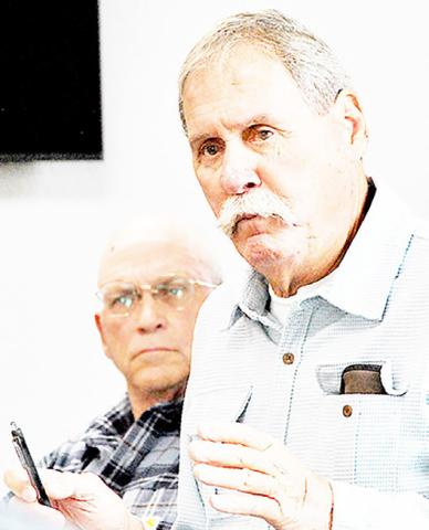 Tom Bellmyer, Comm. Pct. 4, updates the court on the progress of a floor plan for the AgriLife building project. Zack Clark | Light and Champion