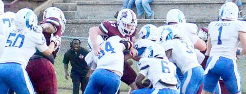 Amarion Wilson, no. 6, makes a cut toward the hole as the Ram offensive opens up a running lane for him. Kelsi Wood | JHS