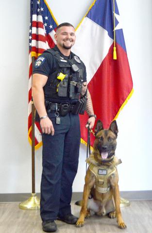 Sergeant Brian Wright (left) and Officer Bobby Hudnall make up the Center Police Department’s K9 unit. Wright has been a certified K9 handler for three years with his partner Enzo, while Hudnall has recently achieved that status with Horus, his K9 companion. Zack Clark | Light and Champion