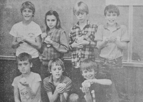Which Came First – Timpson fifth grade science class recently studied various processes throughout the incubation period of a chicken egg with the help of Shelby County Extension Agent James Greer and local broiler house owner Randy Graves. Some of the participants in the project are pictured (front row, left to right) John Todd, Ricky Askins and Ryan Stamps. (Back row, left to right) Casey Ford, Terri Rucker, Kirk Dillon and Kreg Johnson.