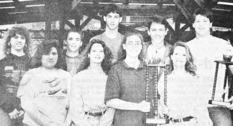 Members of the Tenaha Tiger and Lady Tiger golf teams headed to region are (front, left) Deanne Swint, Michelle Looney, Susie Crawford and Janelle Looney; (back, left) Amy Agnew, Chad Christian, Chad Sherrod, Joey Latham and Bronson Holmes. The girls took the district championship, while the boys placed second. Tenaha will play at region April 26 &amp;27 in Longview. (Staff photo by Tracy Broadway)