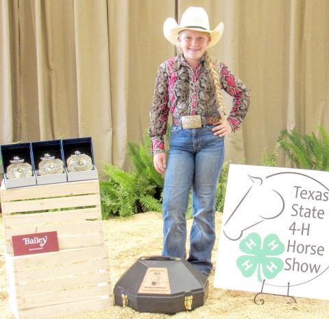 Della Groves of Joaquin competed in the state 4H Horse Show where she won overall Junior Champion Timed Horseman. Her other accomplishments at the show include Junior Division Barrel Racing Champion, Junior Division Pole Bending Champion, Junior Division Goat Tying Champion and Junior Division Breakaway Roping-6th Place. Submitted | Light and Champion