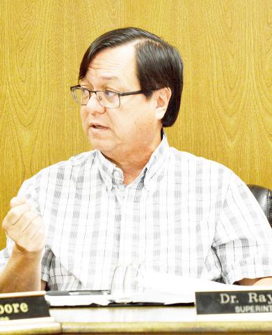 Superintendent Dr. Ray West makes a recommendation concerning SB11 to the Shelbyville ISD board of trustees at its March meeting. David Danley | Light and Champion