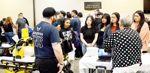 Senior students from Center High School participate in a vocational job fair sponsored by the Bone Hill Foundation. Other students from across the county got to take part, as well, in the Foundation’s effort to raise awareness of the opportunities available to them through vocational education. David Danley | Light and Champion