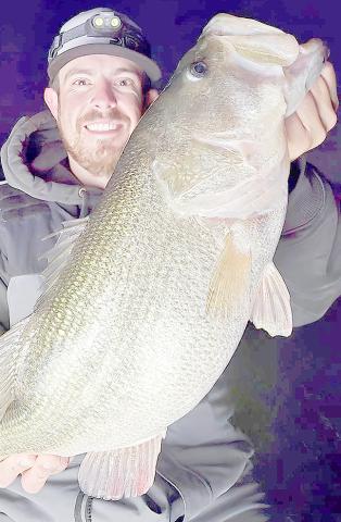 Fishing guide Christian Gladfelter first discovered the robust bass fishery at J.B. Thomas in May 2023. He has since steered his clients to hundreds of double-digit bass, many of them coming under the cover of darkness. Photo courtesy of Christian Gladfelter