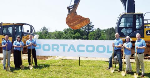 Members of the Portacool management team break ground on the company’s new 75,000 square foot manufacturing facility last week. Zack Clark | Light and Champion