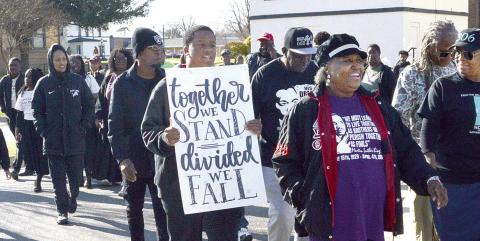 MLK Day was celebrated by local residents on Monday with a march originating on the Center square. The march was followed by a service at Bright Morning Star Baptist Church featuring Minister Desmond Jackson of Mount Horeb Baptist Church of San Augustine as the keynote speaker. David Danley | Light and Champion
