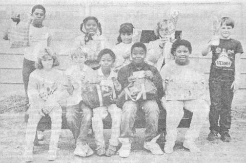 TOP WINNERS – These Center Intermediate School students were the top money-raisers in the recent Trick-or-Treat for UNICEF program. They include: (front row, left to right) Mia McDougal, Chris Harvey, Tremaine Hewitt, Kendrick Dones and LeVincie Harrison. (Back row, left to right) Danny Bell, LaShana Davis, Elizabeth Salad, Alisa Baskins and Randy Tomlin. Not pictured, Farrah Wilkins.