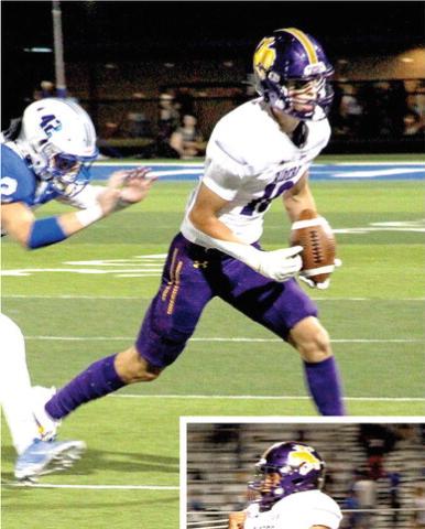 p Lance Wilburn looks for running room up the sideline. (Leon Aldridge photo/The Light and Champion)