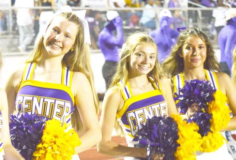 Center High School’s cheerleaders work the sidelines to stir up school spirit during last week’s big win over Spring Hill. David Danley | Light and Champion