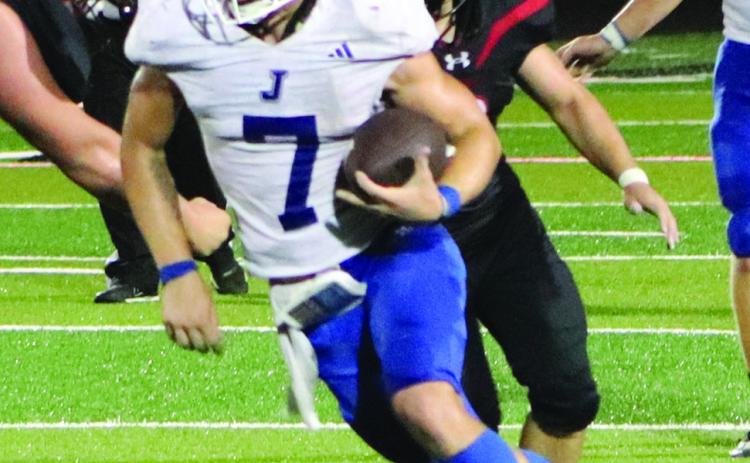 Senior Gauge Jordan finds a hole in the defense during their matchup with the Shelbyville Dragons earlier this season. (File photo from Rams game earlier in the season by Taylor Bragg)